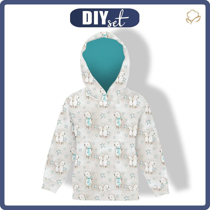 KID'S HOODIE (ALEX) - TEDDIES AND STARS / beige (MAGICAL CHRISTMAS FOREST) - sewing set