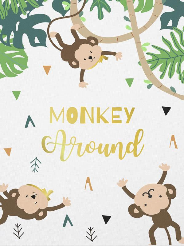 MONKEY AROUND (WILD & FREE) - Cotton woven fabric panel