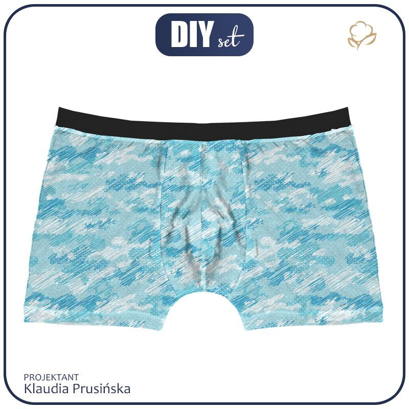 MEN'S BOXER SHORTS - CAMOUFLAGE - scribble / light blue