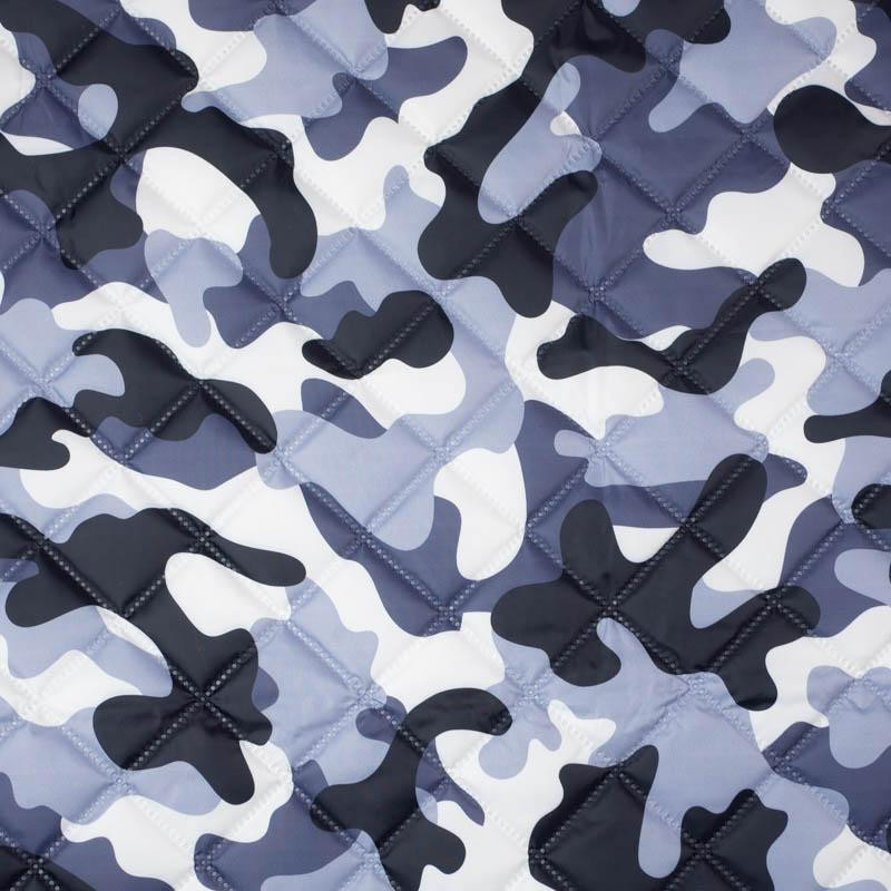 CAMOUFLAGE GREY - Quilted nylon fabric 