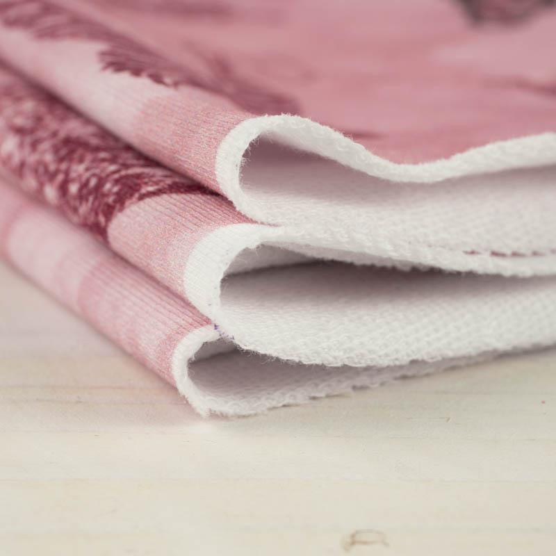 BUTTERFLIES (GLITTER BUTTERFLIES) / CAMOUFLAGE pat. 2 (rose quartz) - looped knit fabric