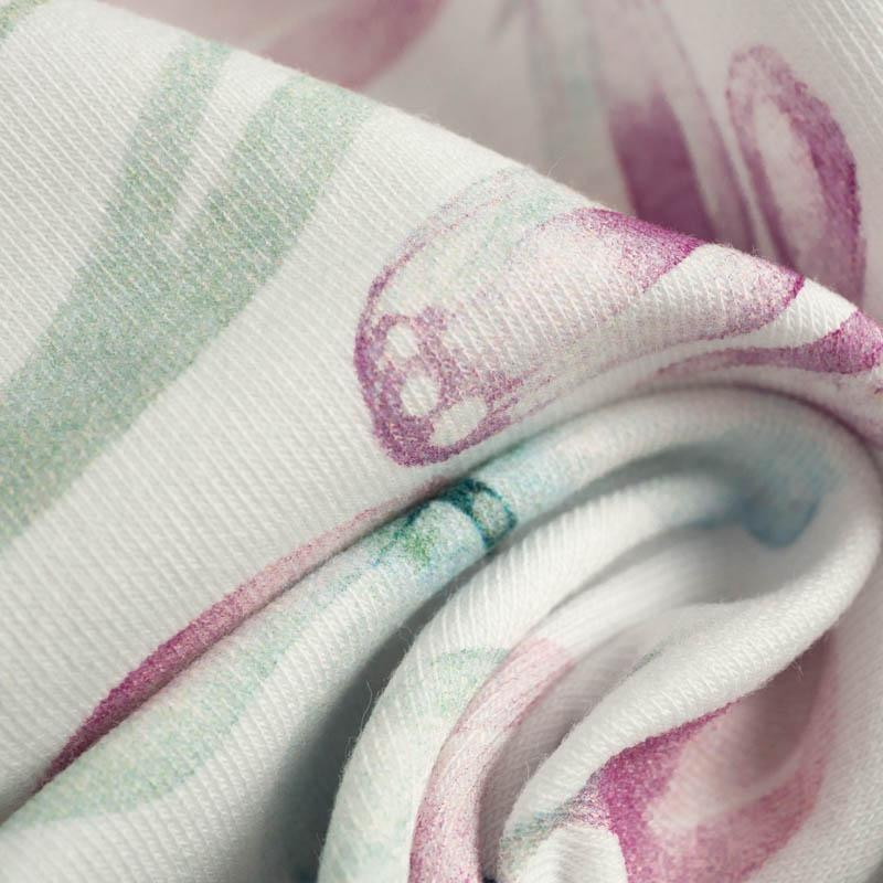 BUTTERFLIES MIX PAT.1 (WATER-COLOR BUTTERFLIES) - looped knit fabric