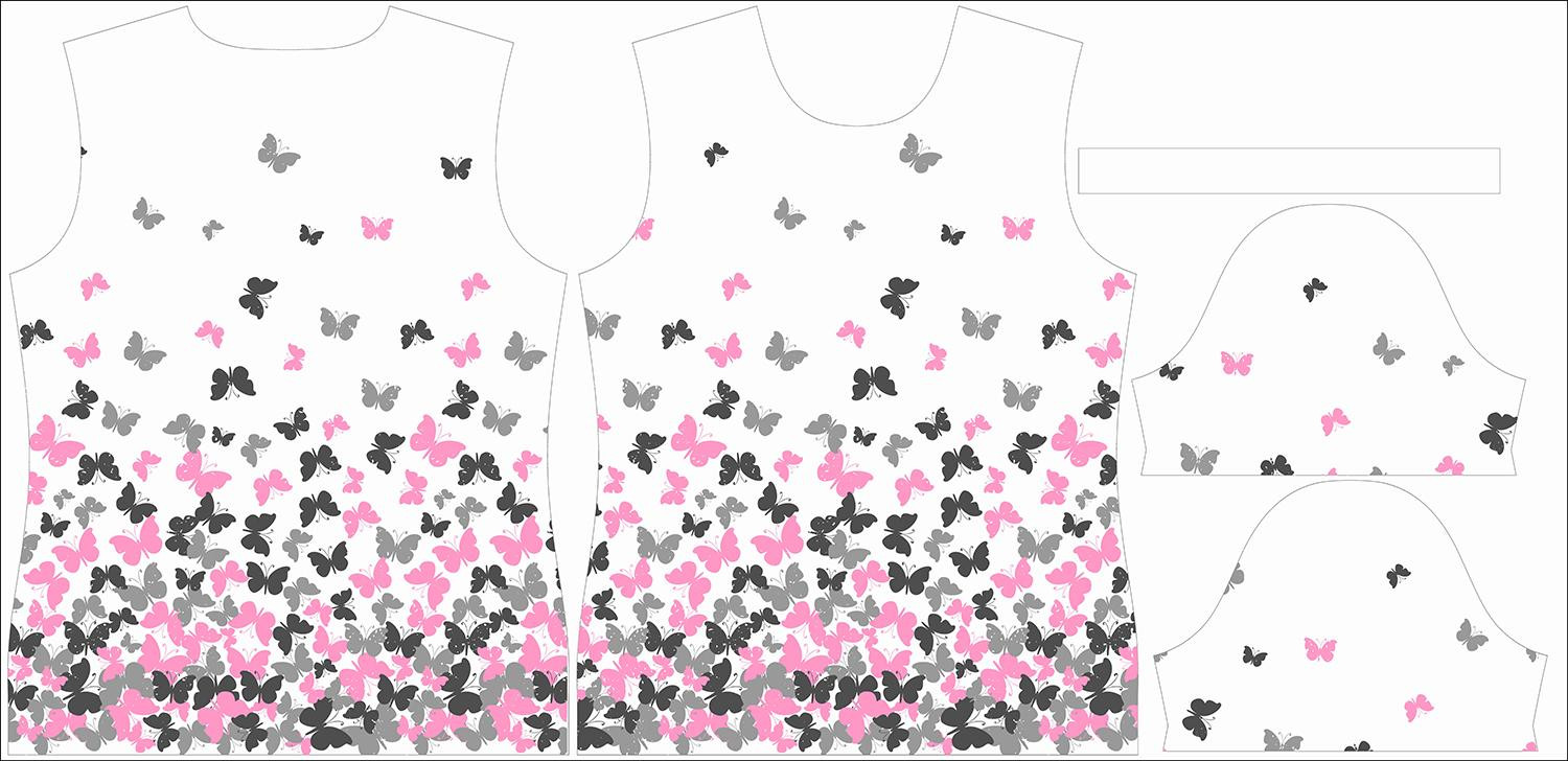 WOMEN’S T-SHIRT - BUTTERFLIES / pink - single jersey