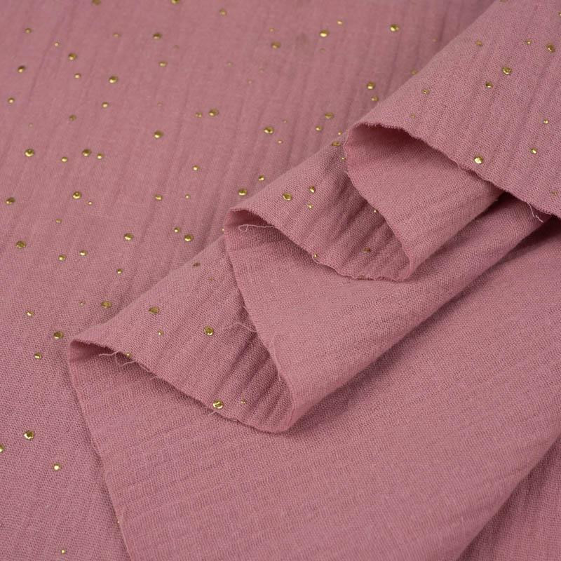 GOLDEN DOTS / LIGHT HEATHER - Cotton muslin