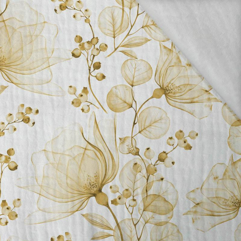 FLOWERS pat. 4 (gold) - Cotton muslin