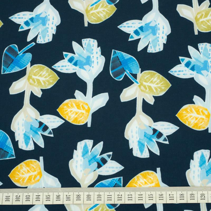 GEOMETRICAL FLOWERS / navy - softshell