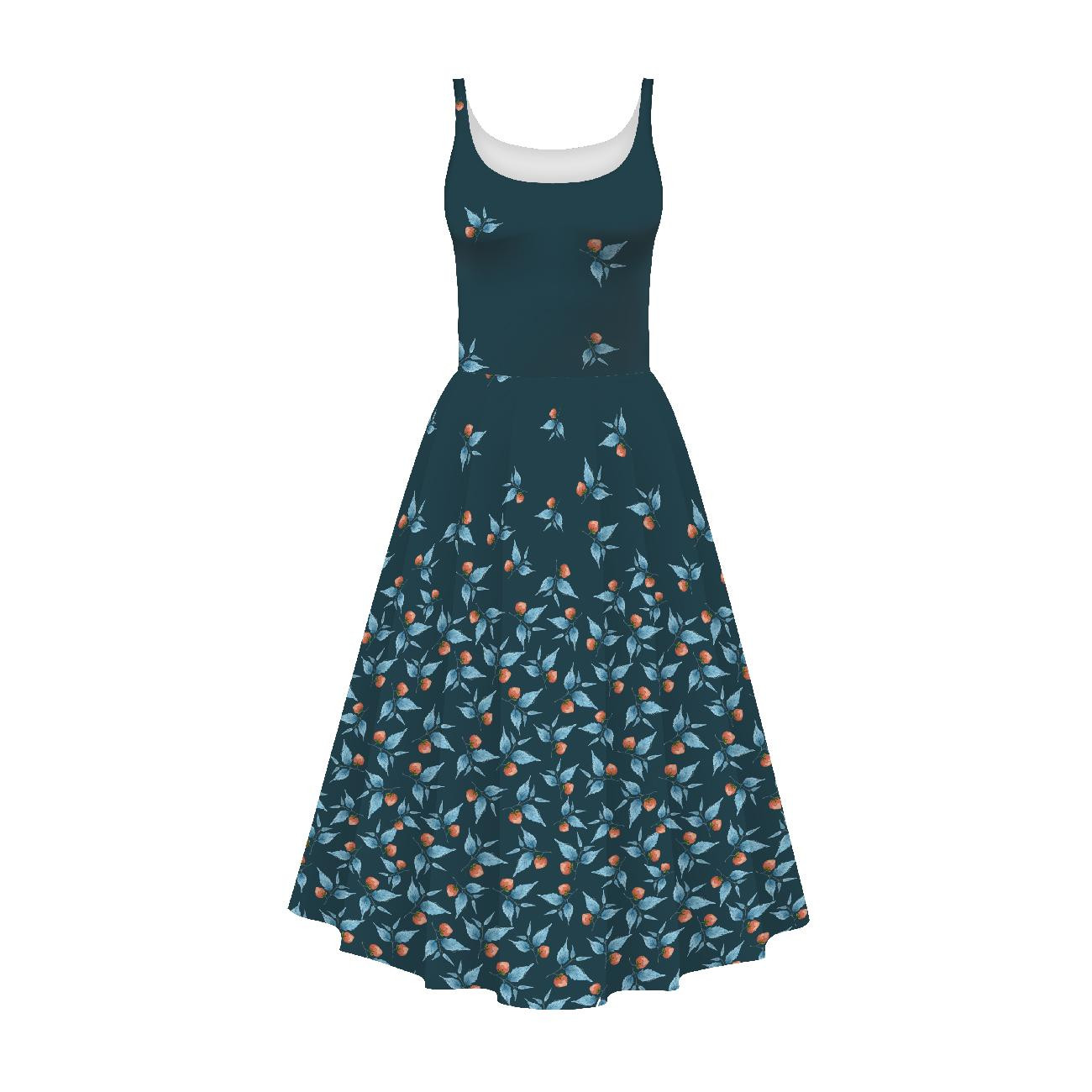 DRESS "ISABELLE" - BLUE LEAVES - sewing set