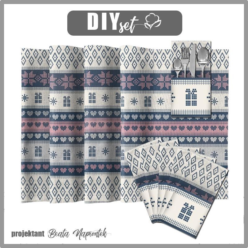 NAPKINS AND RUNNER - NORWEGIAN MIX  PAT. 2 (NORWEGIAN PATTERNS) - sewing set