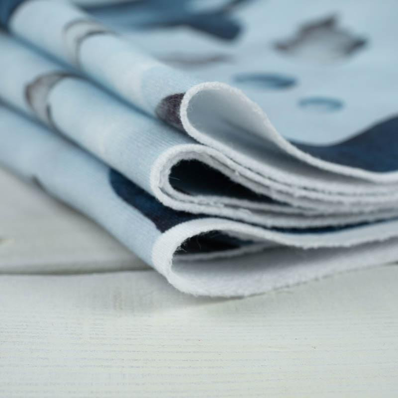 ORCAS (THE WORLD OF THE OCEAN) / CAMOUFLAGE pat. 2 (light blue) - looped knit fabric