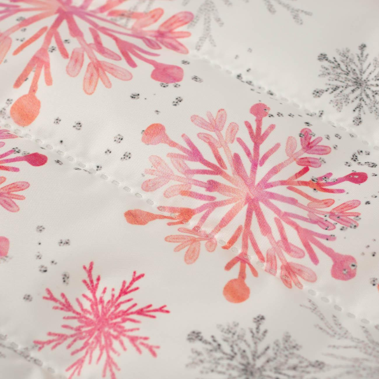 PINK SNOWFLAKES pat. 2 - nylon fabric quilted in stripes