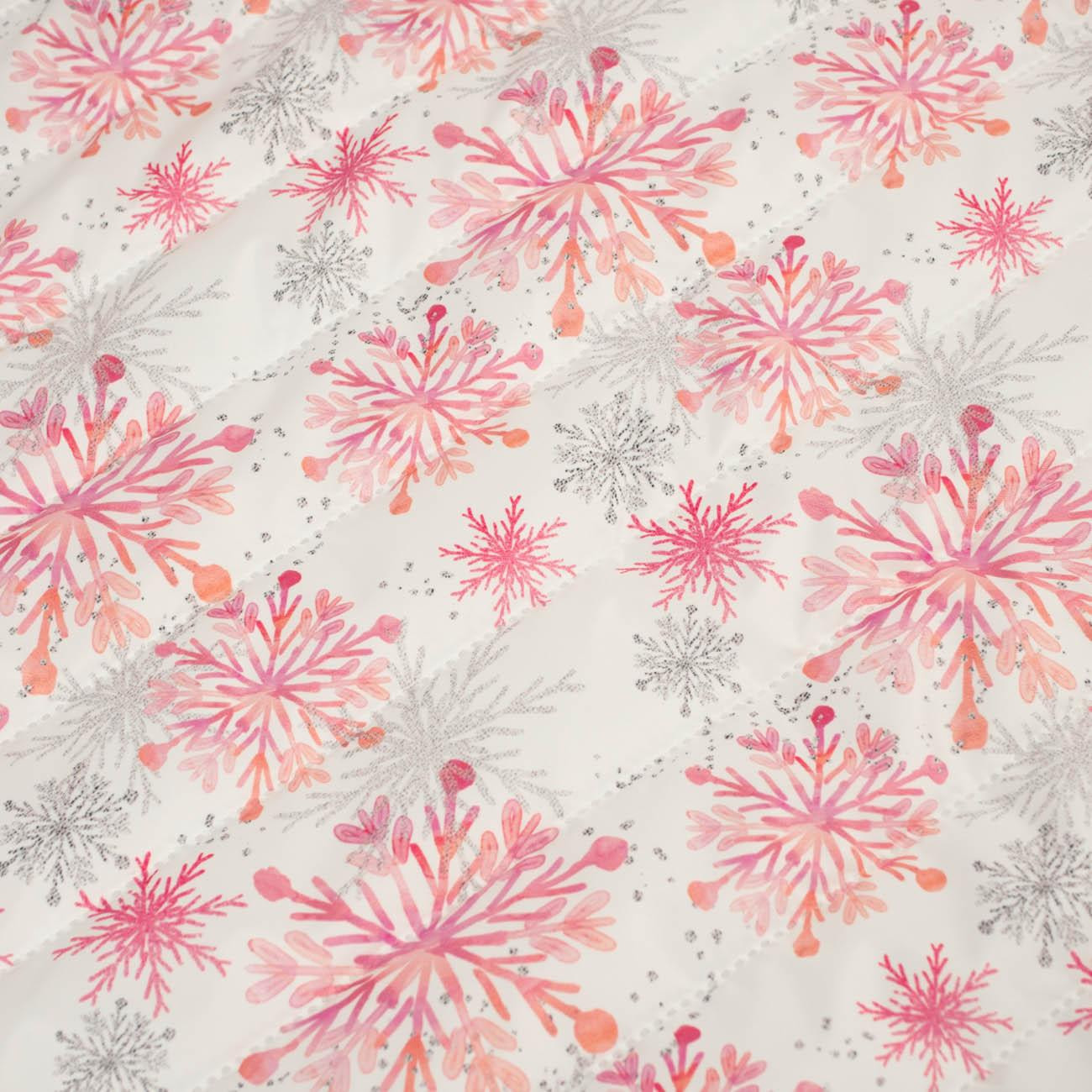 PINK SNOWFLAKES pat. 2 - nylon fabric quilted in stripes