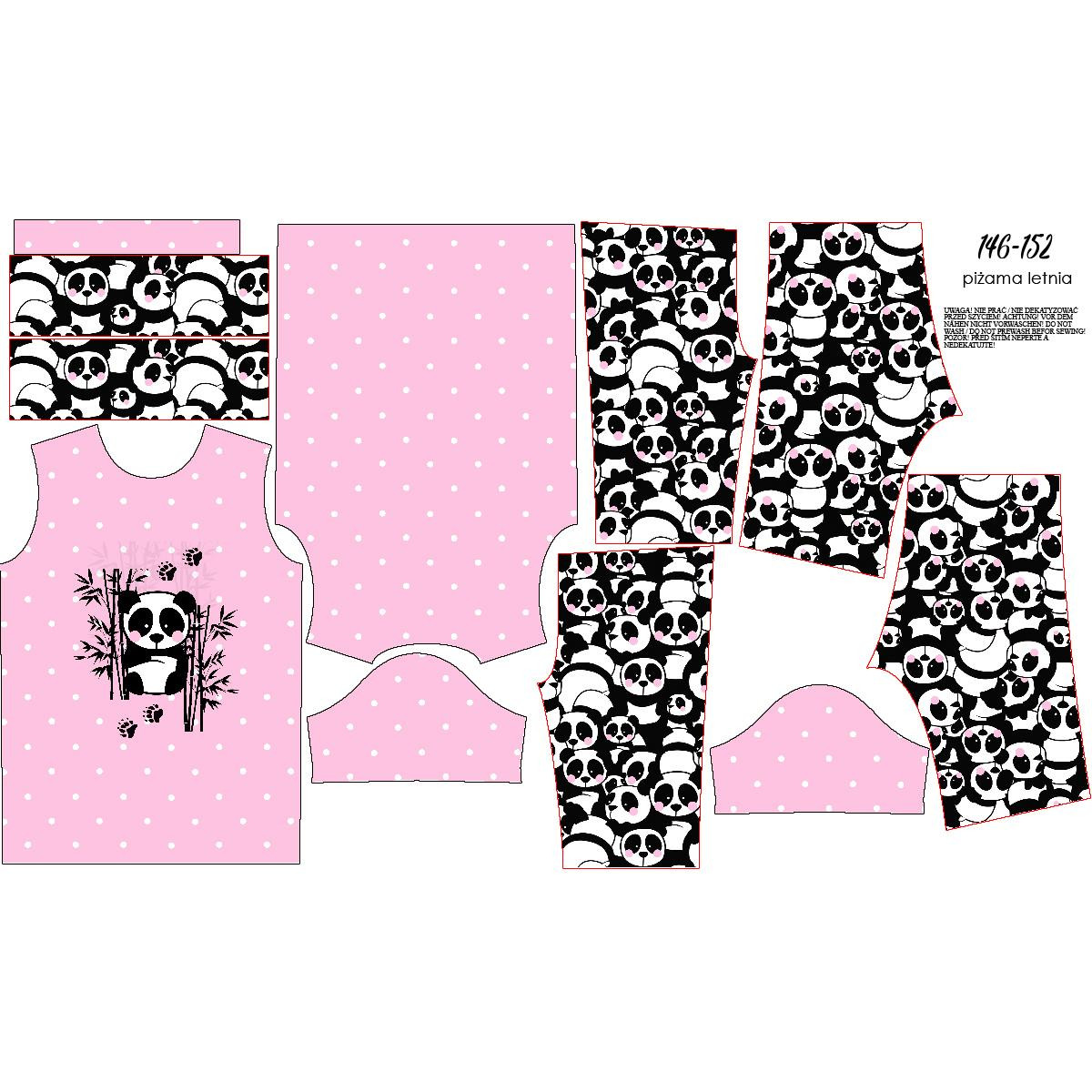 CHILDREN'S PAJAMAS "ADA" - PANDA / pink - sewing set