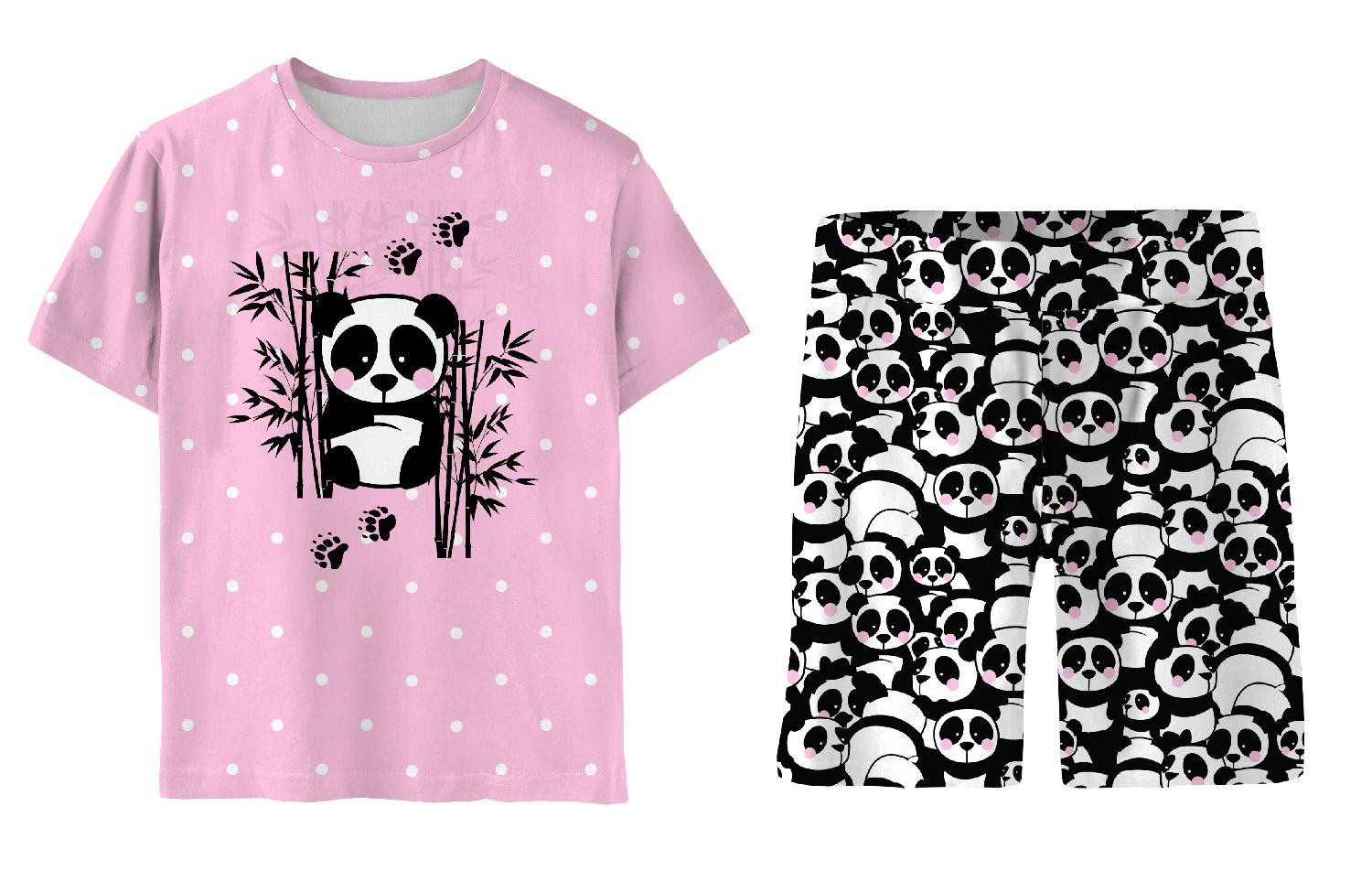 CHILDREN'S PAJAMAS "ADA" - PANDA / pink - sewing set