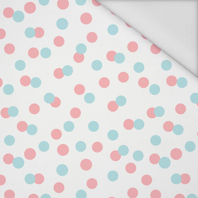 PASTEL DOTS / mint - salmon pink (PASTEL SKY) - Waterproof woven fabric