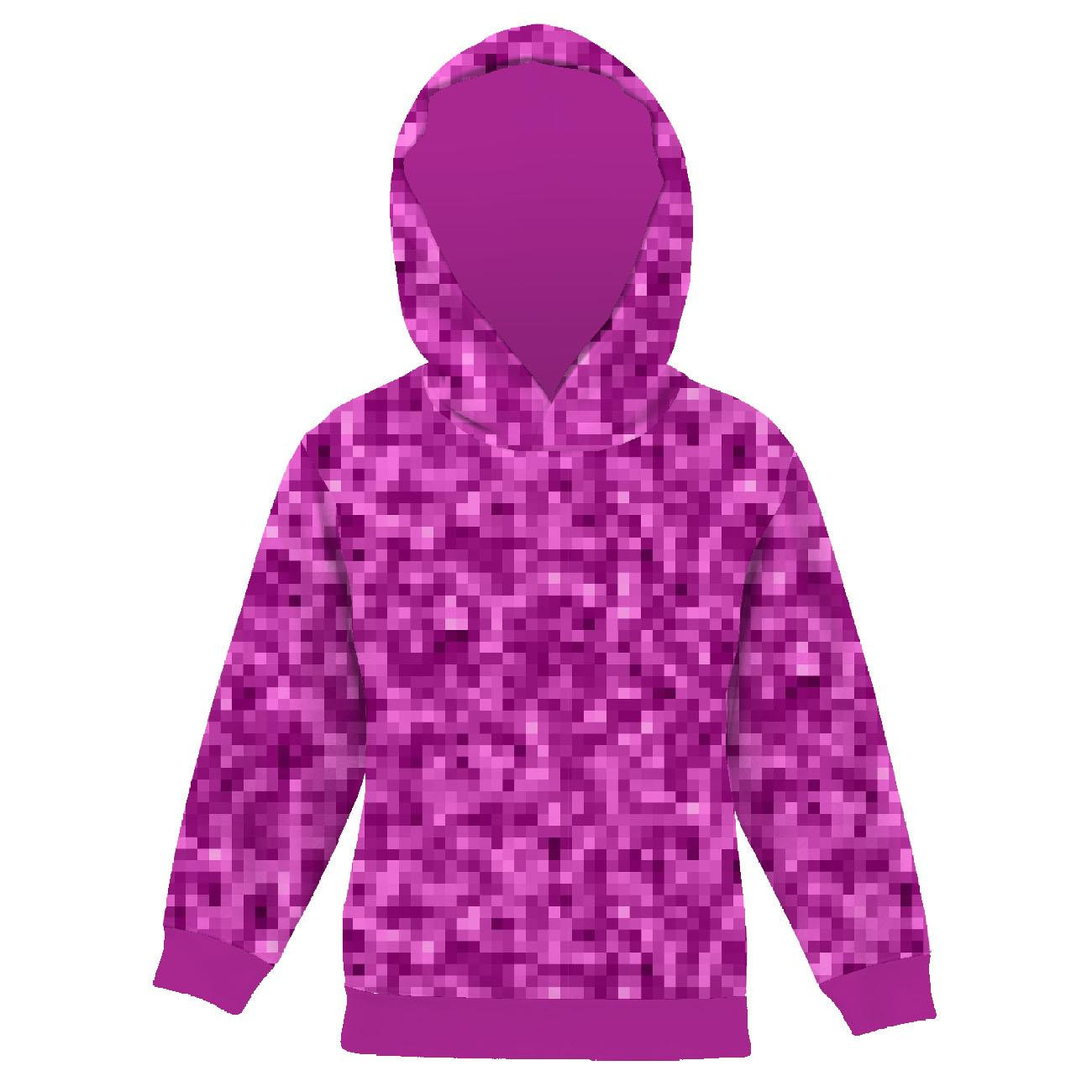 KID'S HOODIE (ALEX) - PIXELS pat. 2 / fuchsia - sewing set