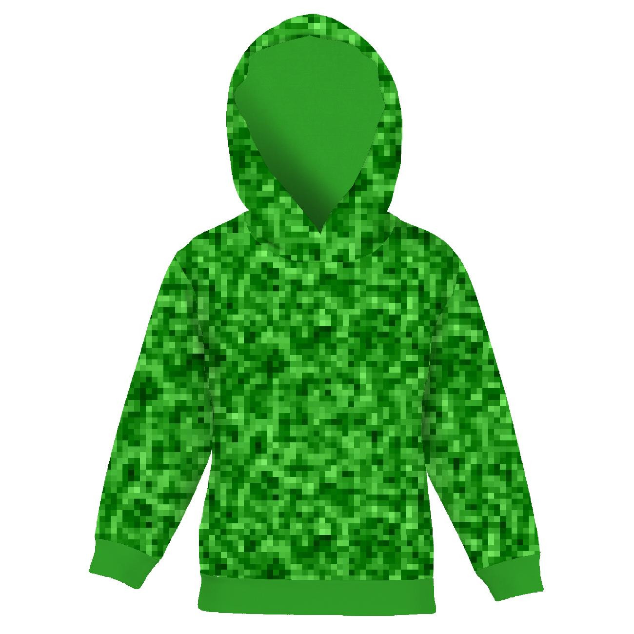 KID'S HOODIE (ALEX) - PIXELS pat. 2 / green - sewing set