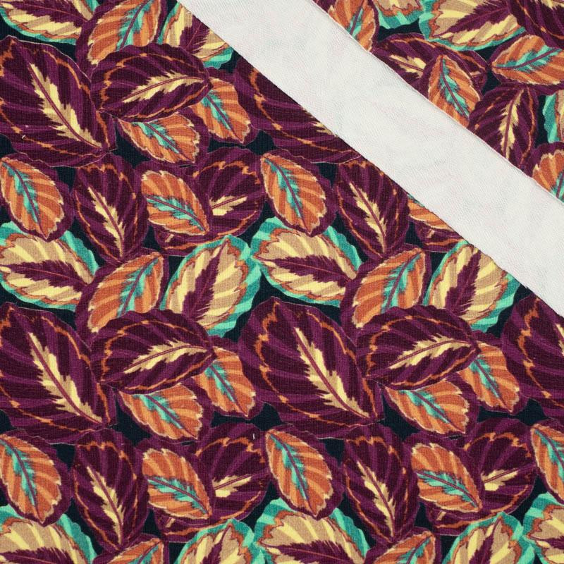 PURPLE LEAVES (VINTAGE) - looped knit fabric