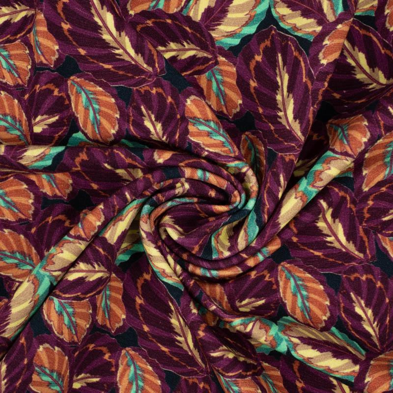 PURPLE LEAVES (VINTAGE) - looped knit fabric