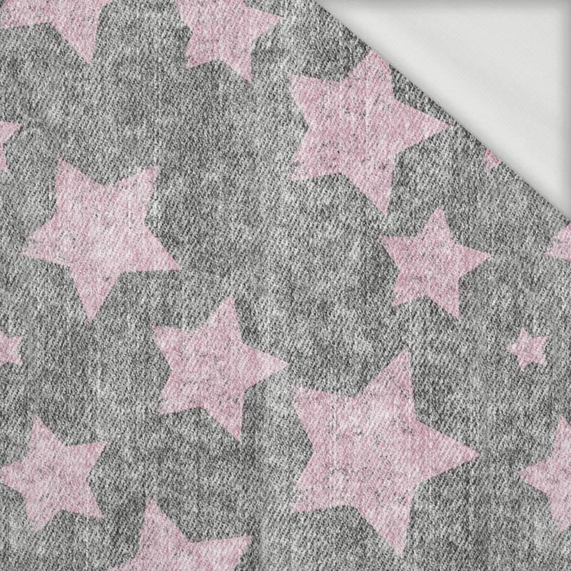 PINK STARS / vinage look jeans (grey) - looped knit fabric