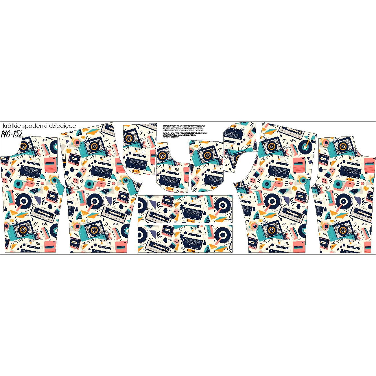 KID`S SHORTS (RIO) - RETRO MUSIC - looped knit fabric 