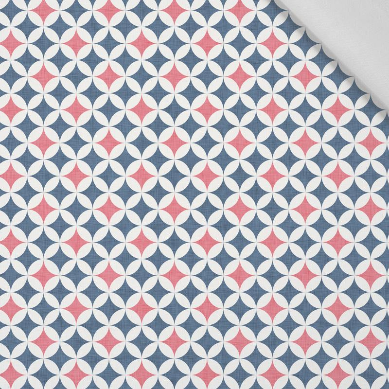 ROSETTES / blue - coral - Cotton woven fabric