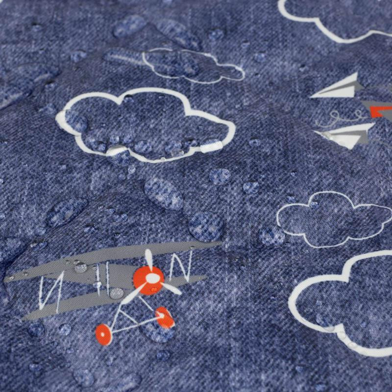 PLANES (PLANES) / ACID WASH DARK BLUE - Quilted nylon fabric 