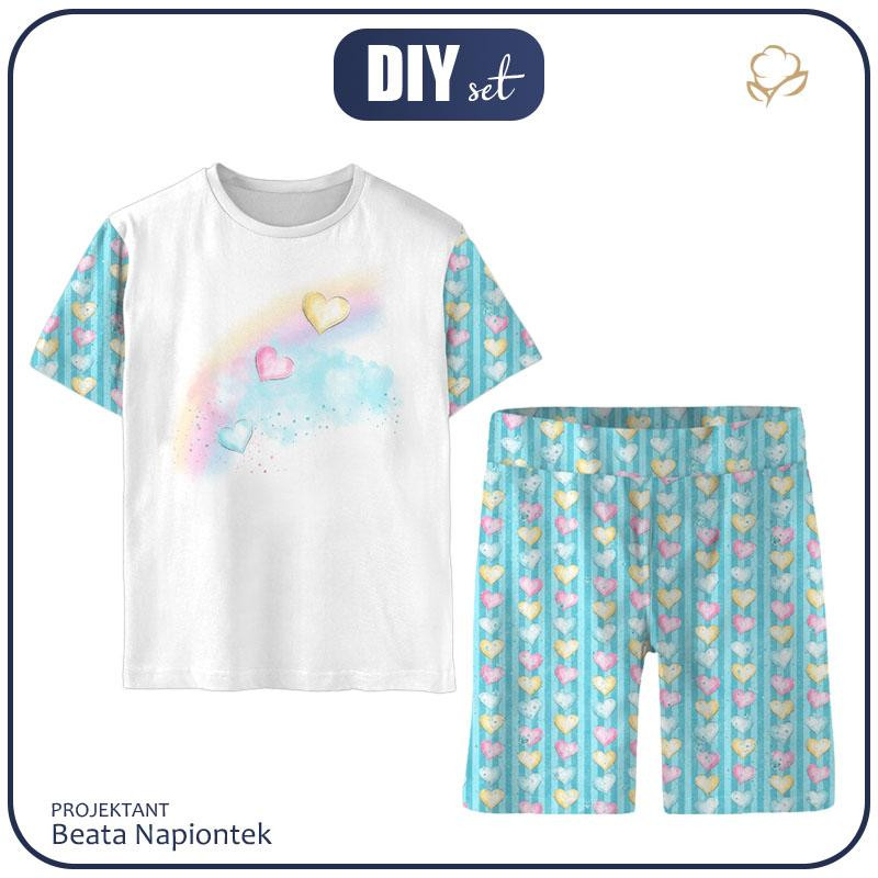 CHILDREN'S PAJAMAS "ADA" - PASTEL HEARTS (WONDERLAND) - sewing set