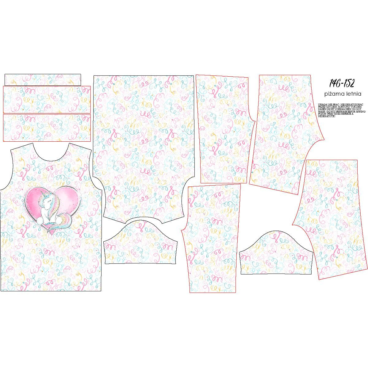 CHILDREN'S PAJAMAS "ADA" - UNICORN / streamers (WONDERLAND) - sewing set