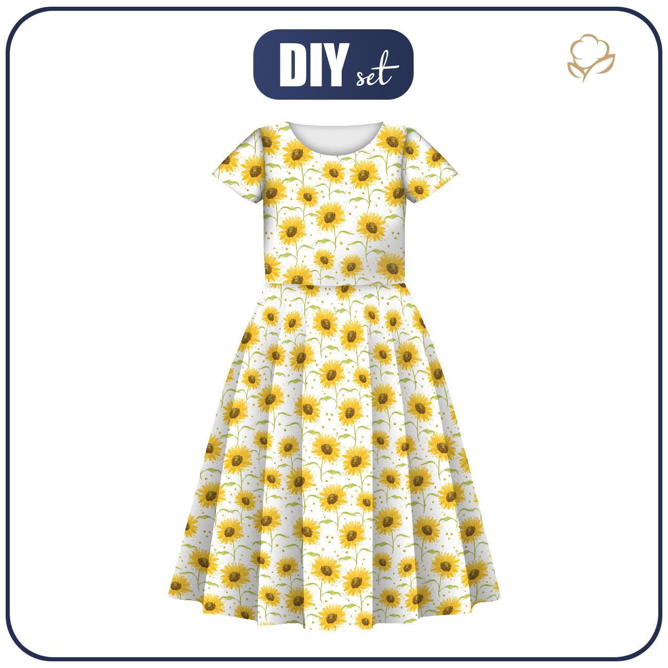 KID'S DRESS "MIA" - SUNFLOWERS PAT. 7 (CUTE BUNNIES) - sewing set