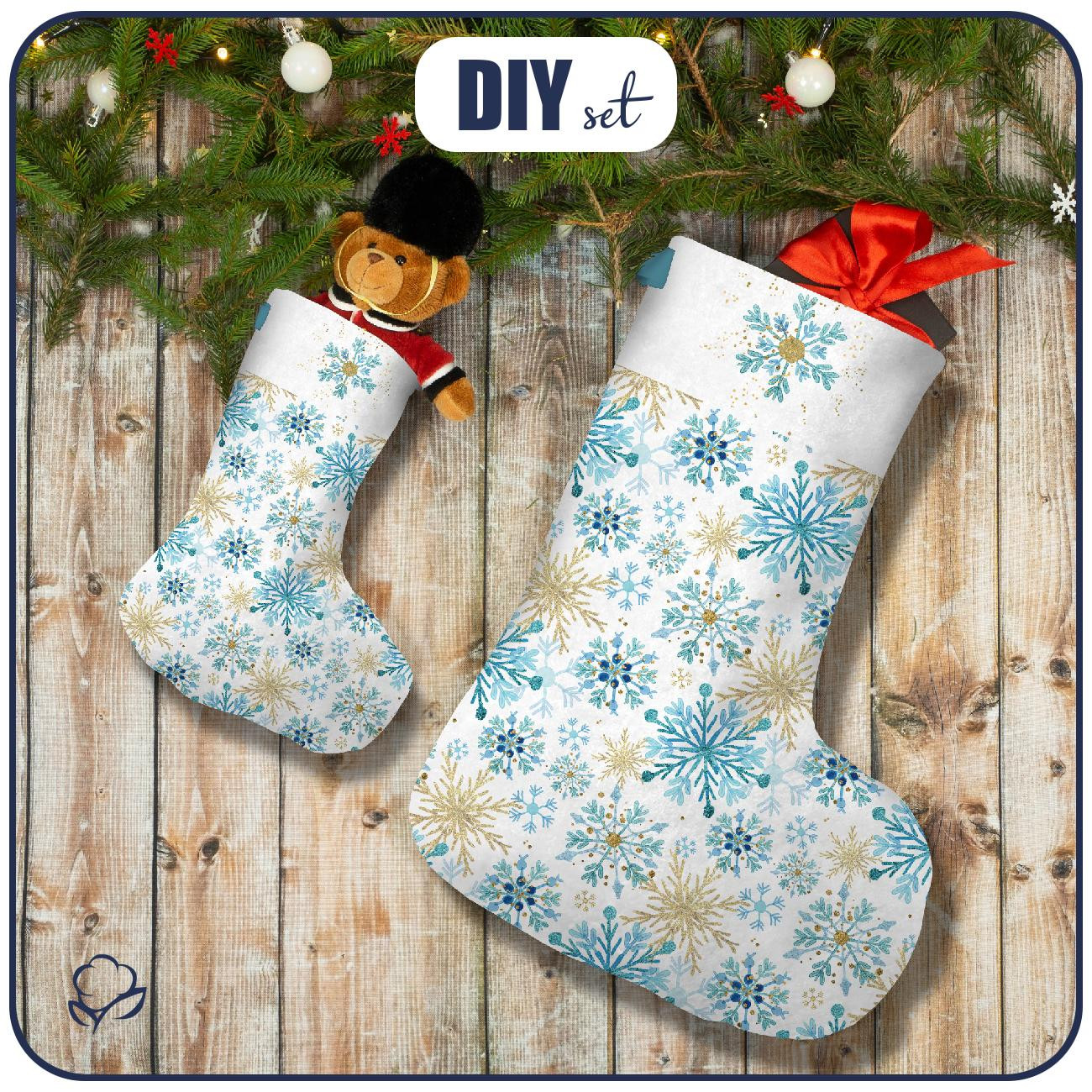 Christmas Stocking Set - BLUE SNOWFLAKES 