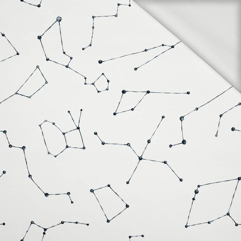CONSTELLATIONS pat. 2 (GALACTIC ANIMALS) / white - looped knit fabric