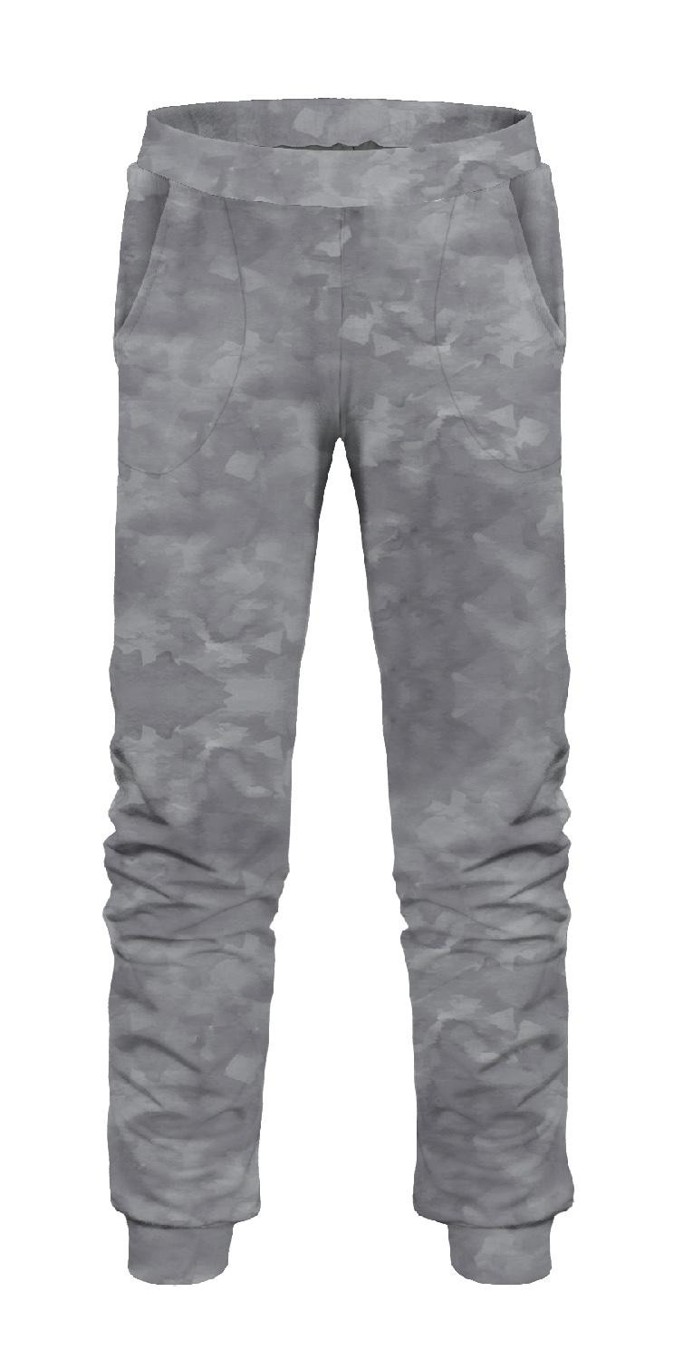 CHILDREN'S JOGGERS (LYON) - CAMOUFLAGE pat. 2 (grey) - looped knit fabric