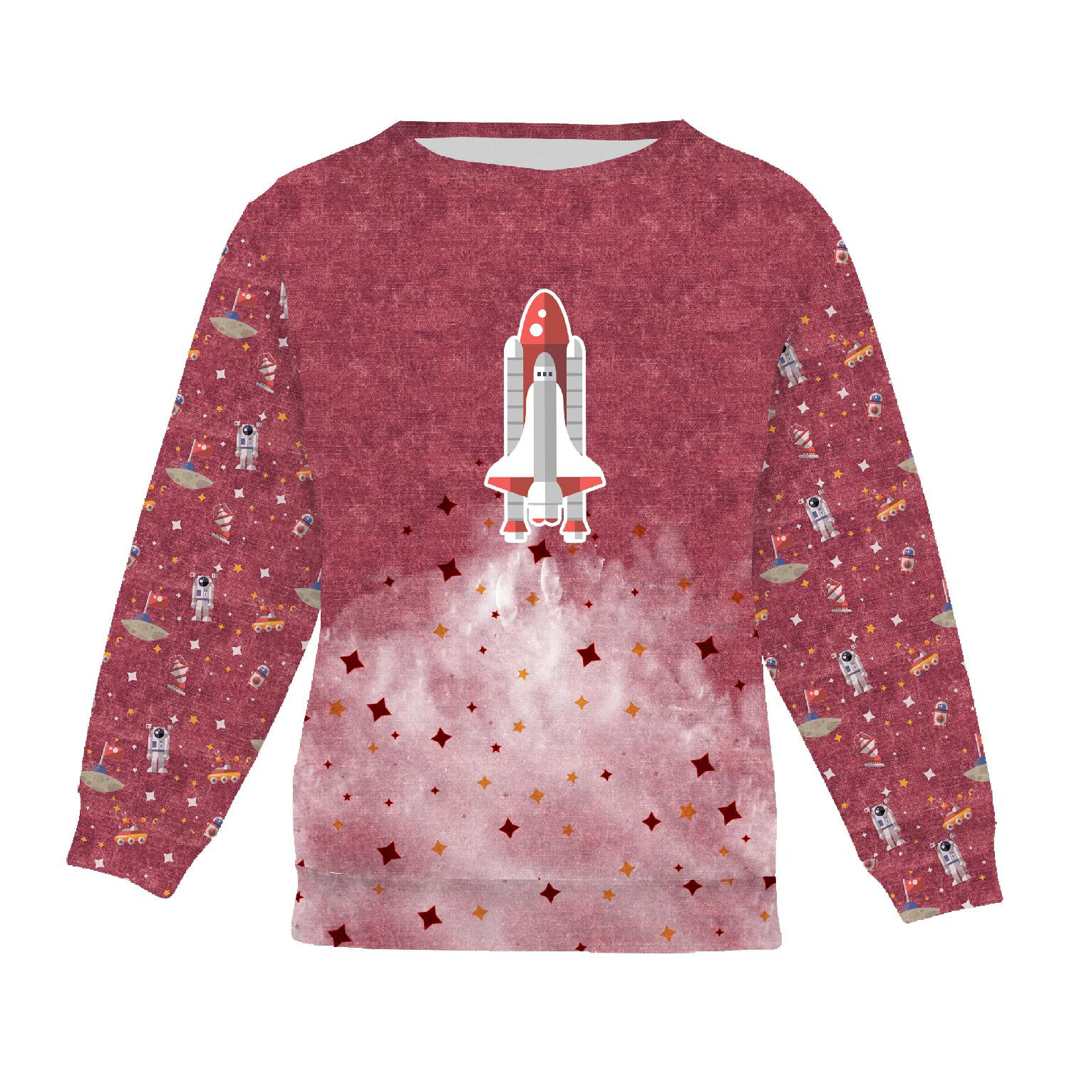 CHILDREN'S (NOE) SWEATSHIRT - SPACESHIP (SPACE EXPEDITION) / ACID WASH MAROON - sewing set