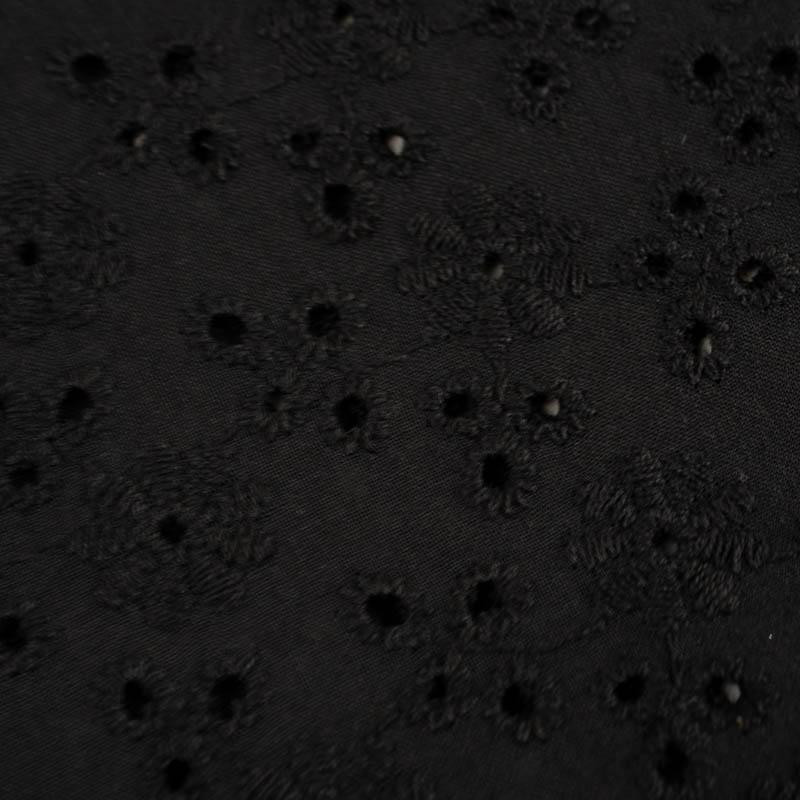DAISIES / black - Embroidered cotton fabric