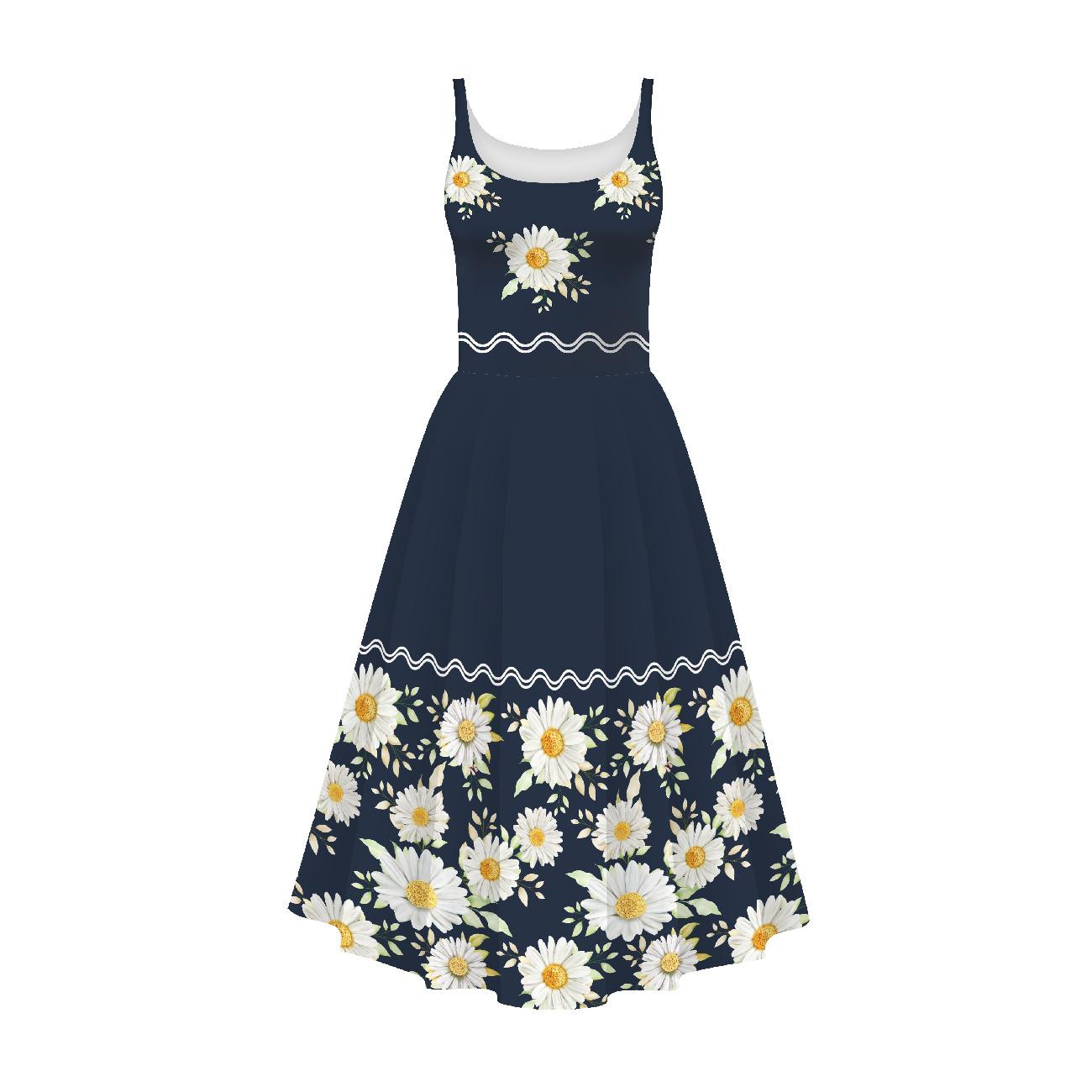 DRESS "ISABELLE" - DAISIES PAT. 2 / dark blue - sewing set