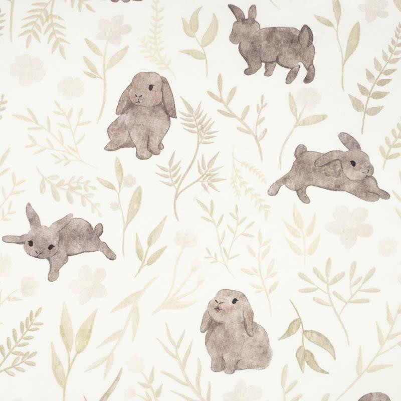 GREY BUNNIES pat. 1 (PASTEL BUNNIES) - looped knit fabric
