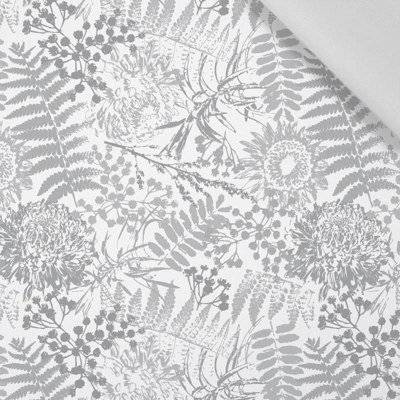 GREY FERNS (GREY) / white - Cotton woven fabric