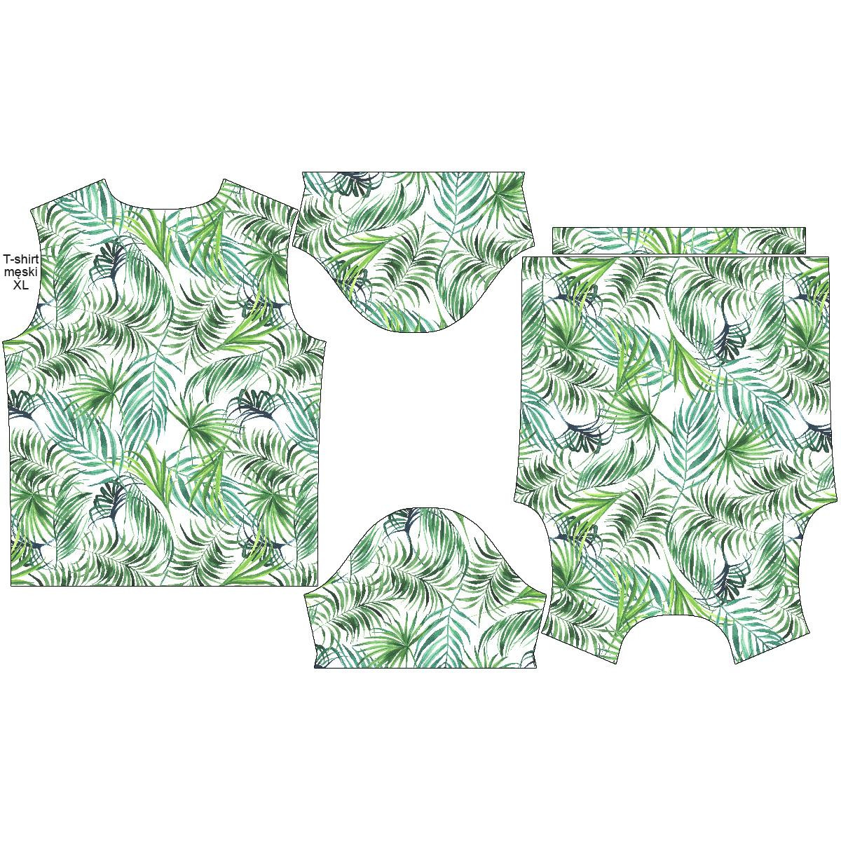 MEN’S T-SHIRT - PALM LEAVES pat. 4 / white - single jersey