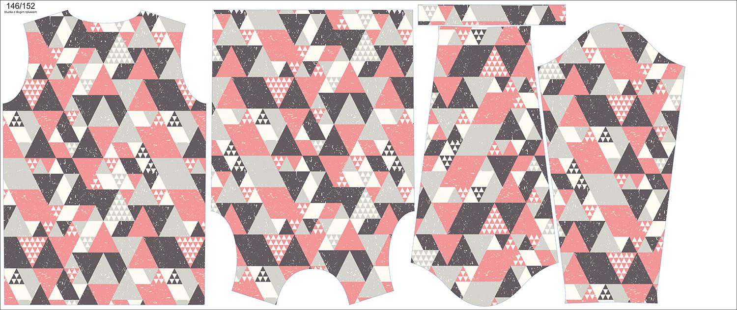 LONGSLEEVE - TRIANGLES WATERMELON / graphite - sewing set