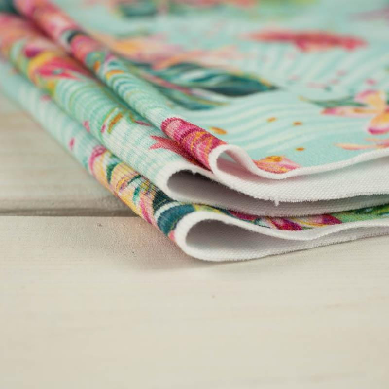 TROPICAL BOUQUET / mint - looped knit fabric