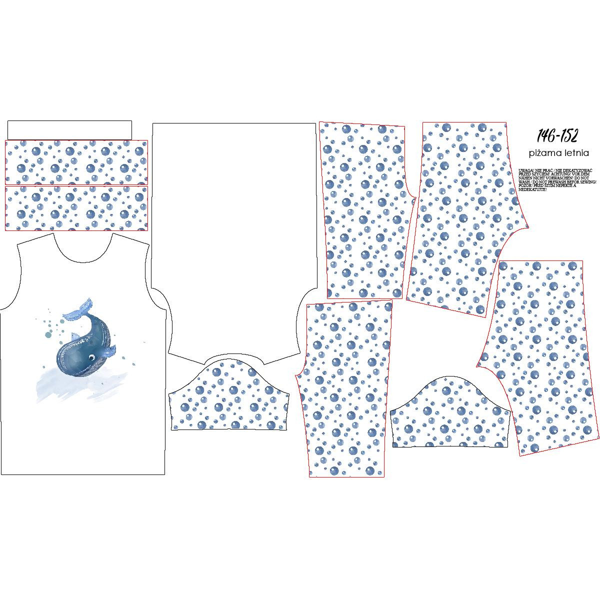 CHILDREN'S PAJAMAS "ADA" - WHALES / bubbles - sewing set