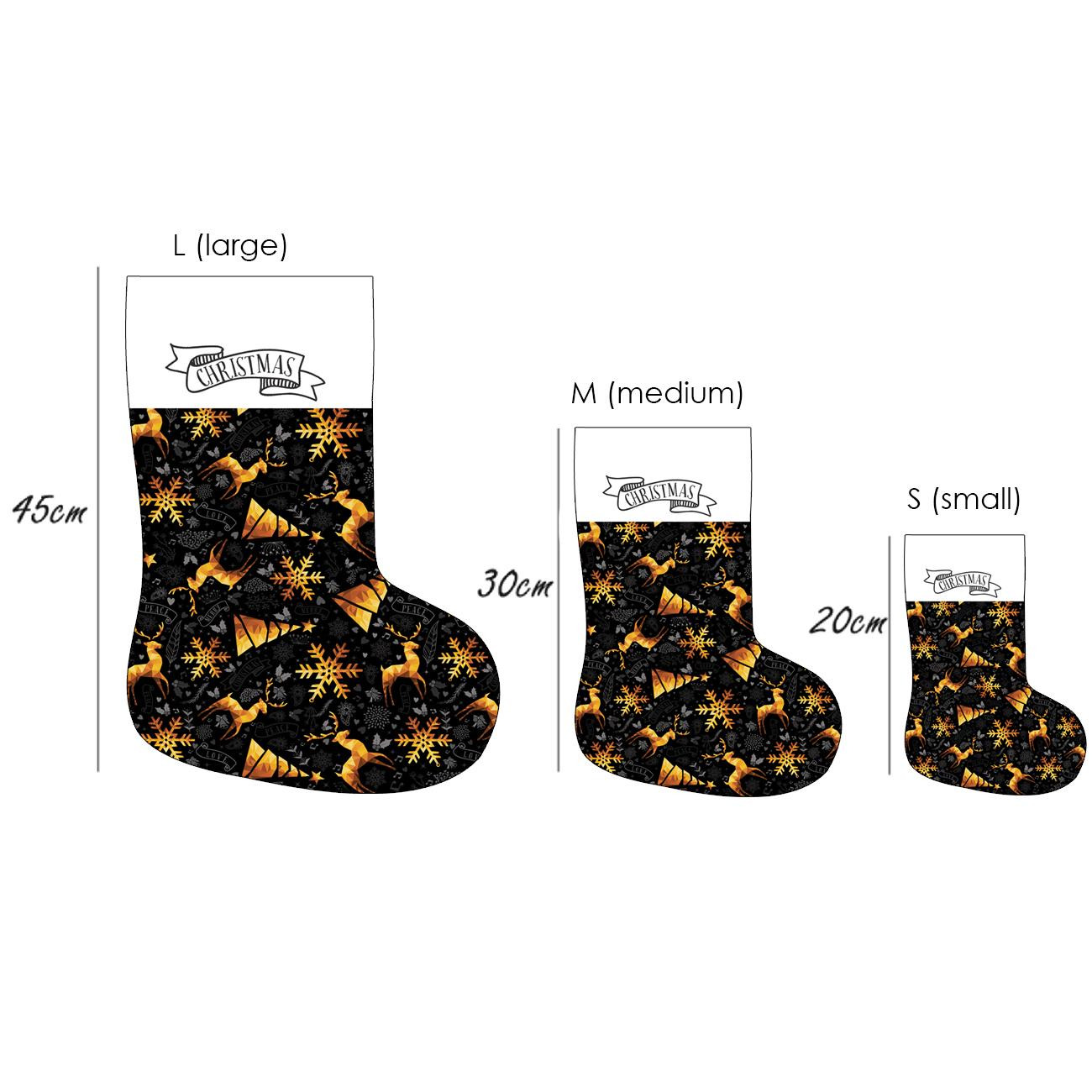 Christmas Stocking Set - GOLDEN DEERS / black