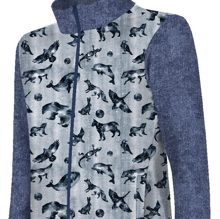 "MAX" CHILDREN'S TRAINING JACKET - ANIMALS MIX (GALACTIC ANIMALS) / grey - knit with short nap