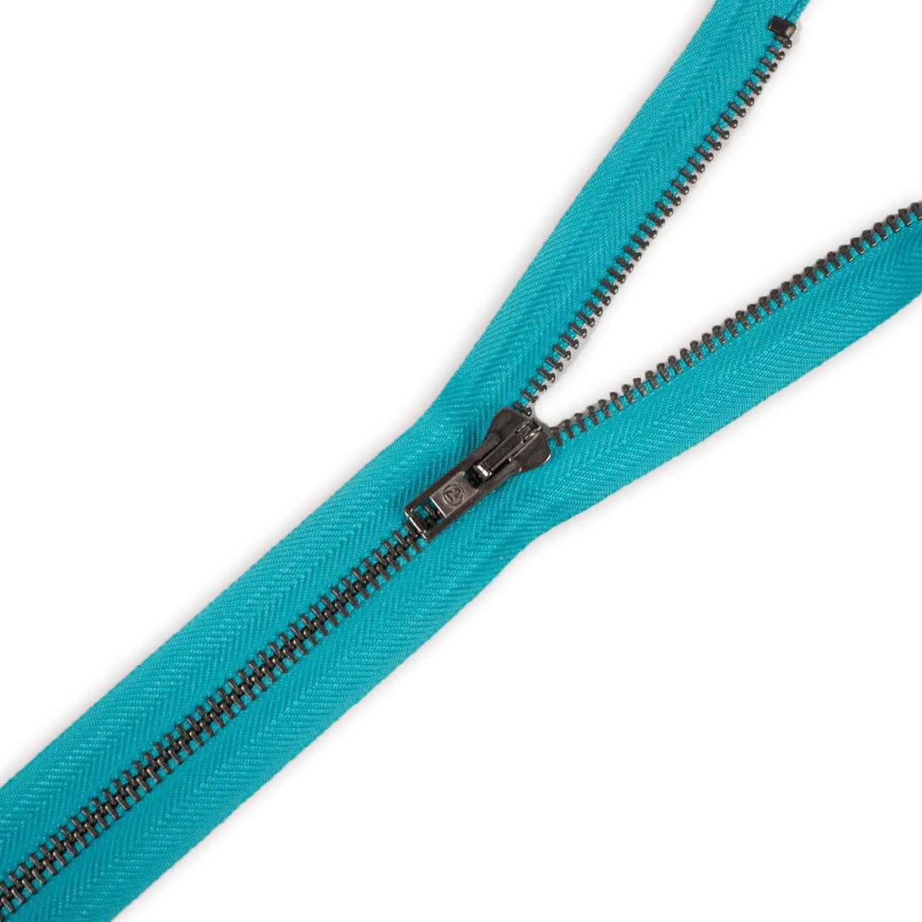 Metal zipper closed-end 14cm – turquoise / black nickel