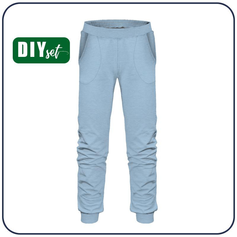 CHILDREN'S JOGGERS (LYON) - B-06 SERENITY / blue - looped knit fabric 