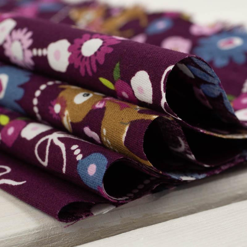 ROE DEER (wreaths) / purple - POPLIN 100% cotton 