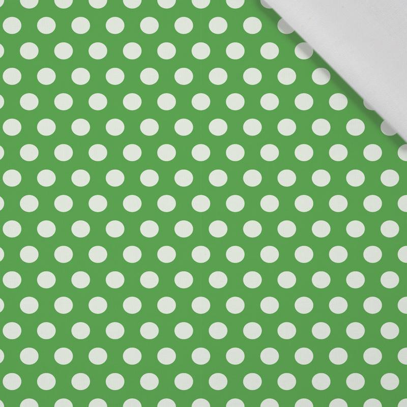 WHITE DOTS / green - Cotton woven fabric