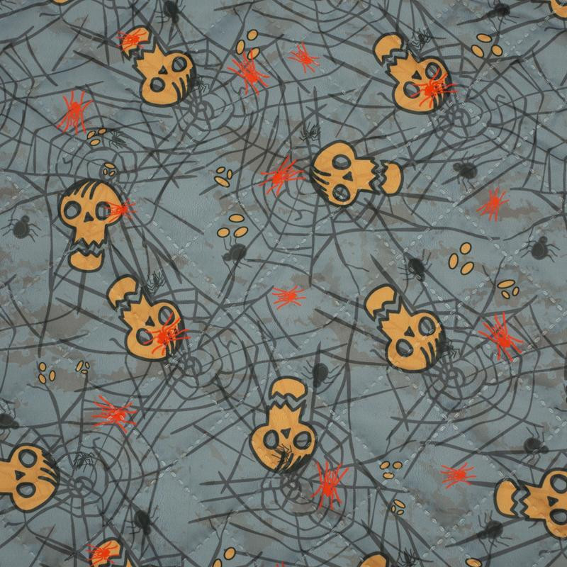 HALLOWEEN WEB SKULL - Quilted nylon fabric 