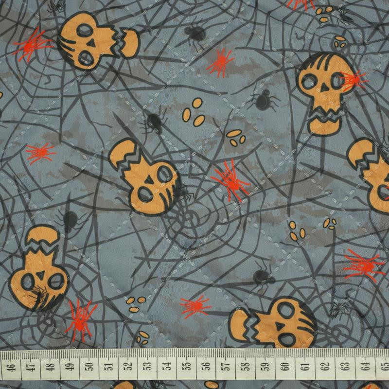 HALLOWEEN WEB SKULL - Quilted nylon fabric 