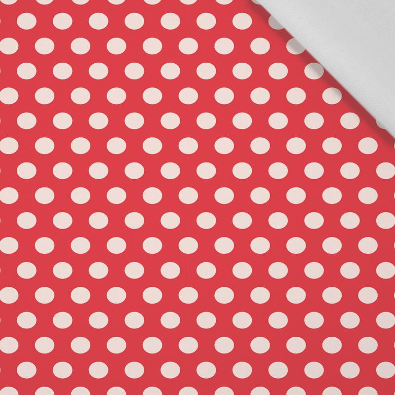 WHITE DOTS / red - Cotton woven fabric